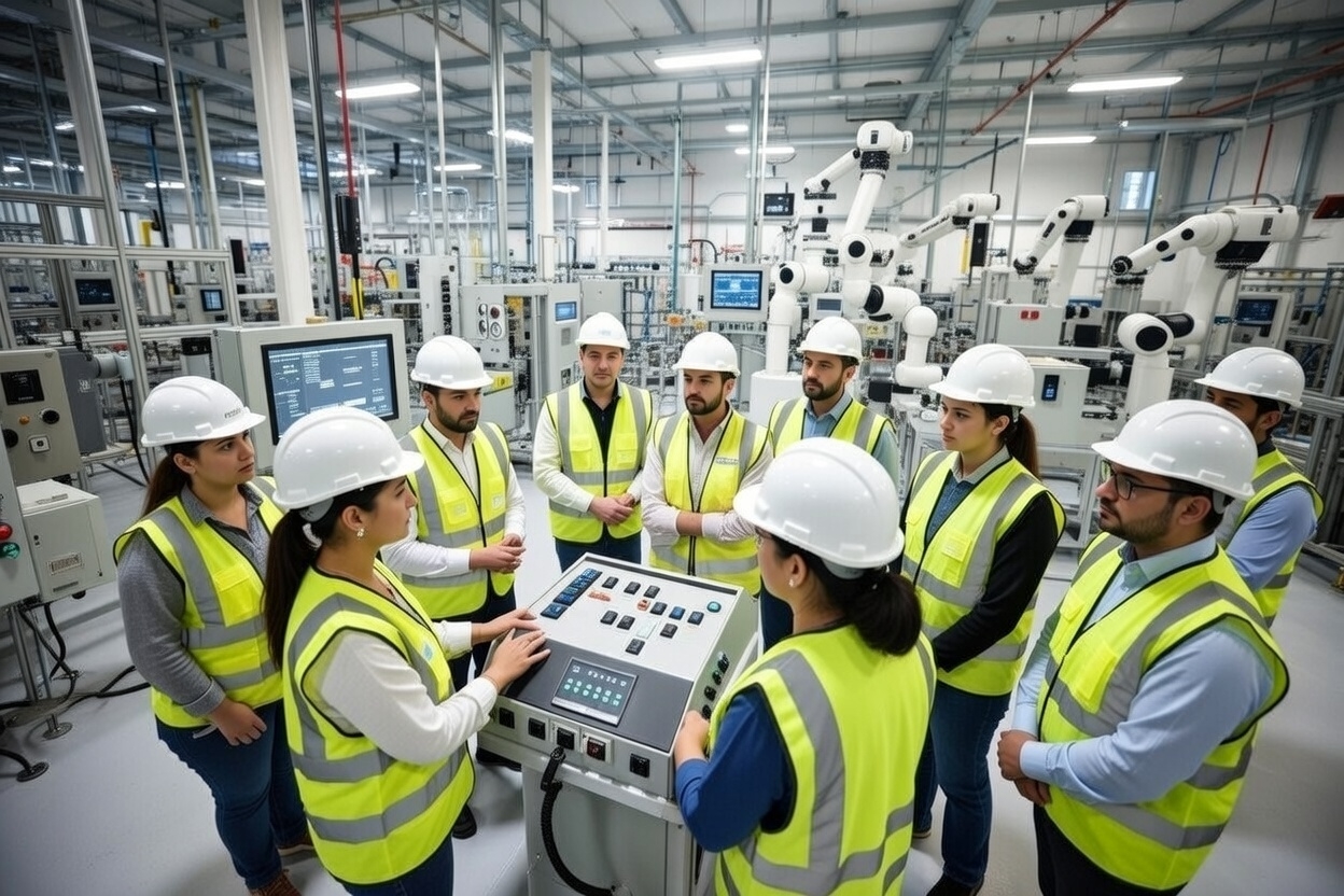 Executive team conducting AI strategy meeting